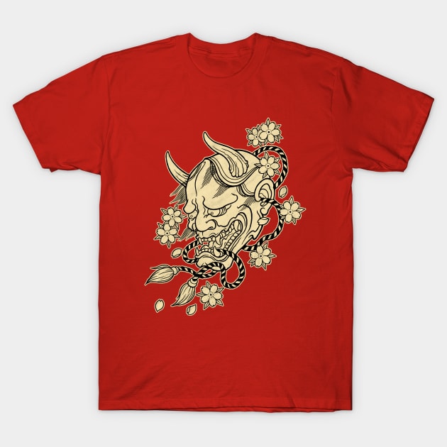 Hannya Mask (Black & Tan Edition) T-Shirt by analogdreamz